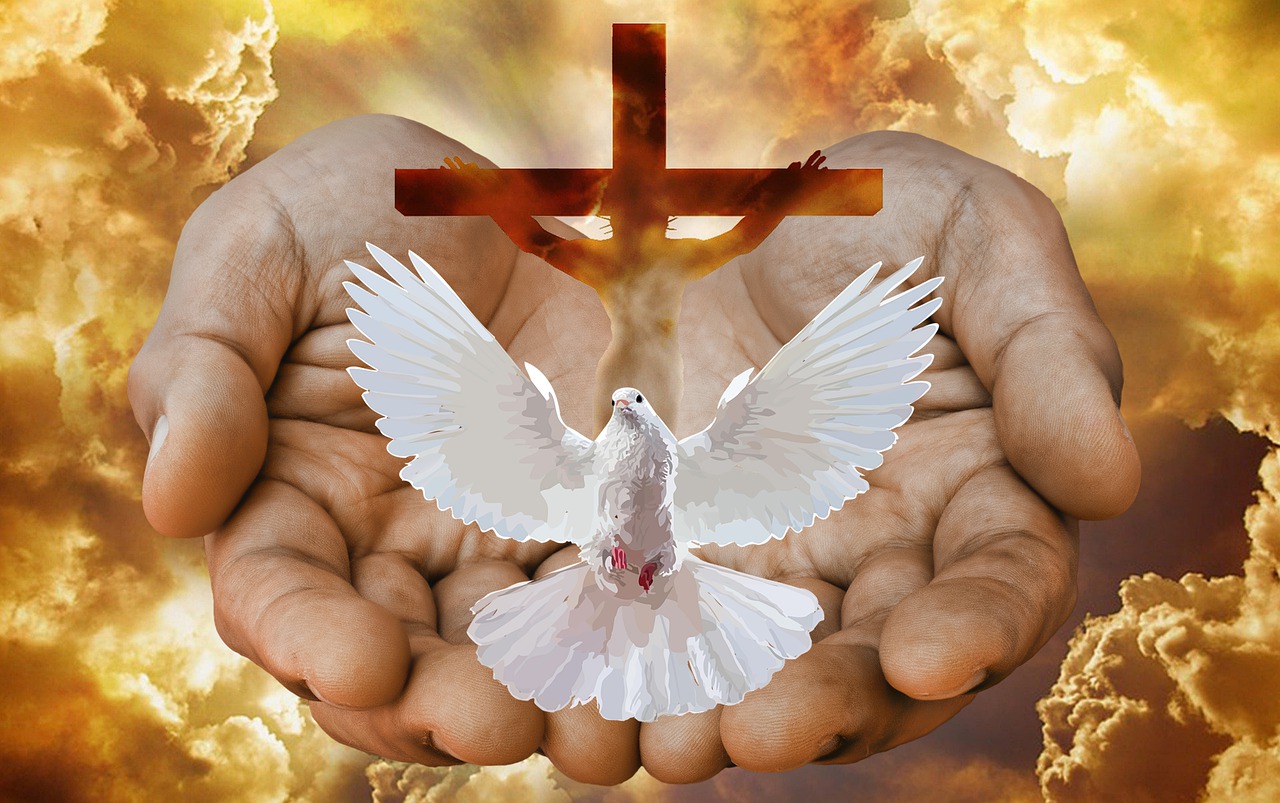 Dove Cross Hands Fire God Trinity  - nickelbabe / Pixabay