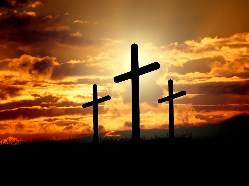 crosses sunset silhouettes dusk 671379