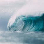 white and blue ocean waves